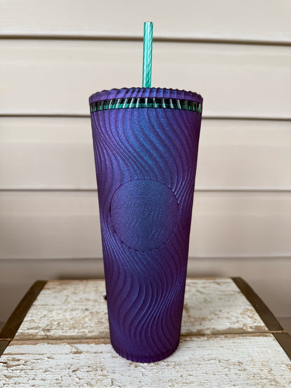 Starbucks Purple Ombre Tumbler with Teal Green Straw